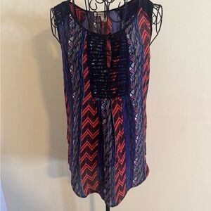 Meadow Rue by Anthropologie Women’s Aztec Silk Sleeveless Blouse Size XS